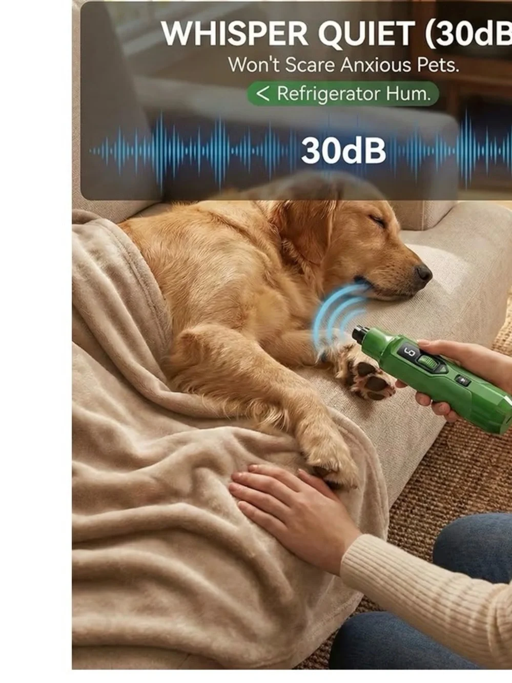 7-Speed Dog Nail Grinder with LED Light – Ultra Quiet Electric Pet Nail Trimmer